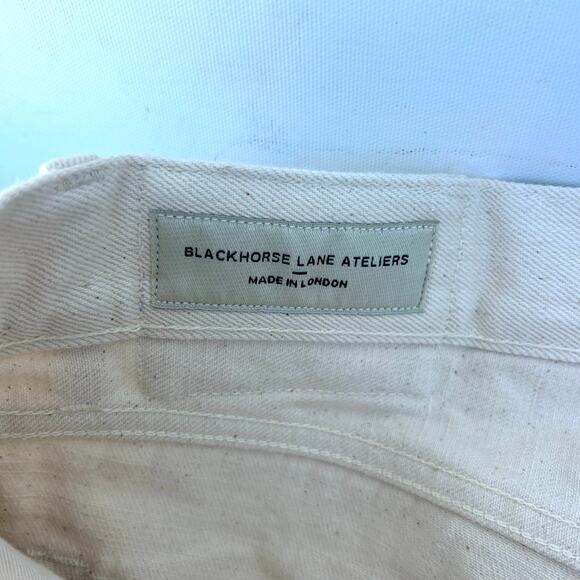 Blackhorse Lane Ateliers Men’s NW8 Ecru Organic Cotton Jeans White 34 x 33 Pants - Picture 4 of 13